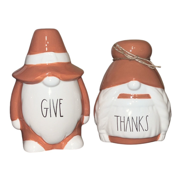 Rae Dunn Other - Rae Dunn Give Thanks Gnome Figurine Tabletop Decor Set, 2 Pieces